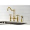 Kingston Brass KS1277AXBS Heritage Bridge Kitchen Faucet W/Brass Sprayer, Brass KS1277AXBS - alternate 4